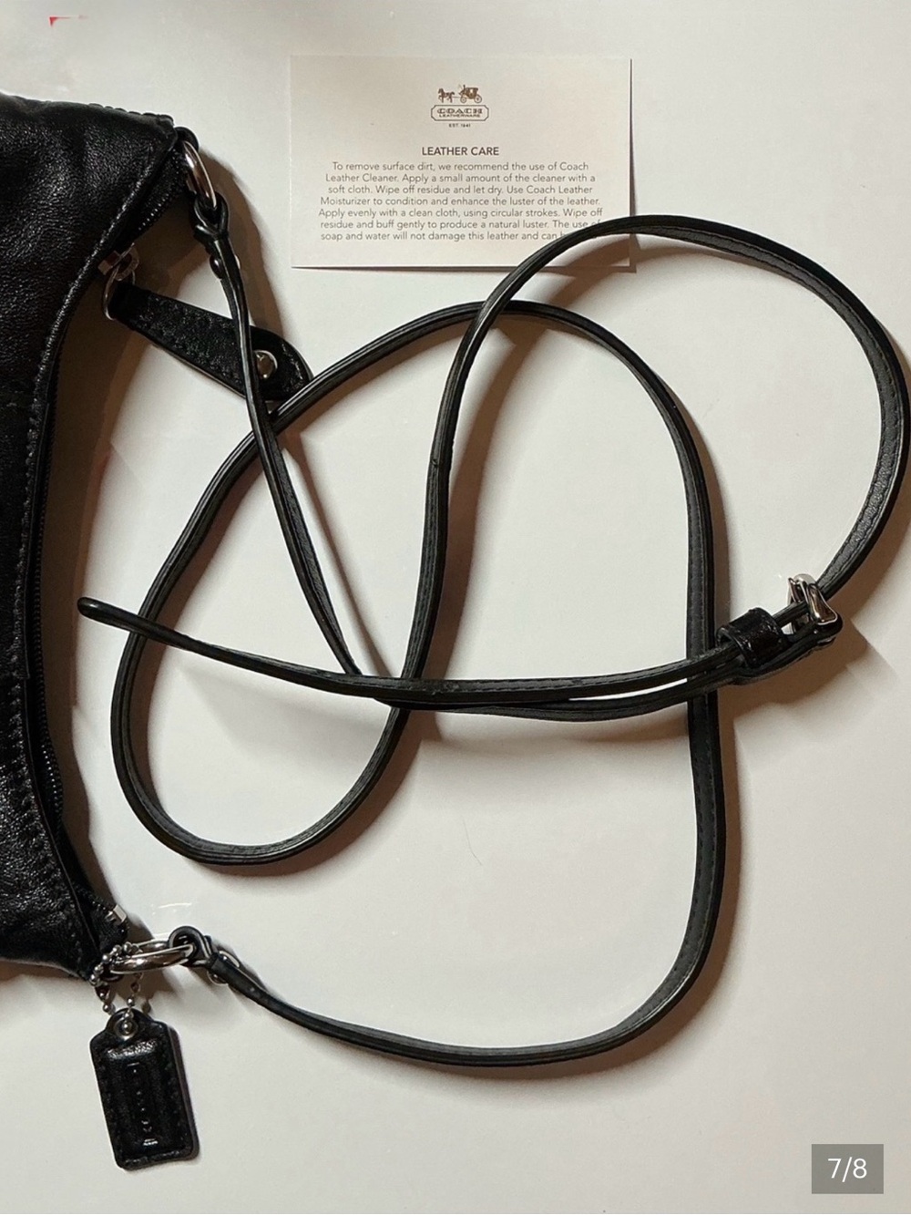 Coach Vintage Ashley EUC Black Leather Crossbody Bag, Purple Interior with COA - Picture 7 of 9